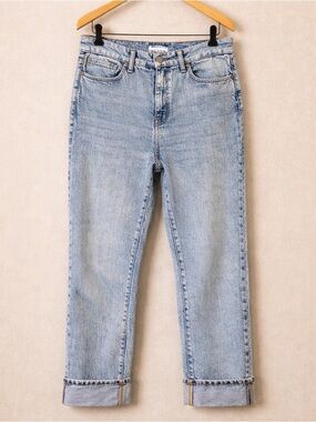 GOOD AMERICAN Straight Jeans Size 6 High Rise Cropped Cuffed Denim
